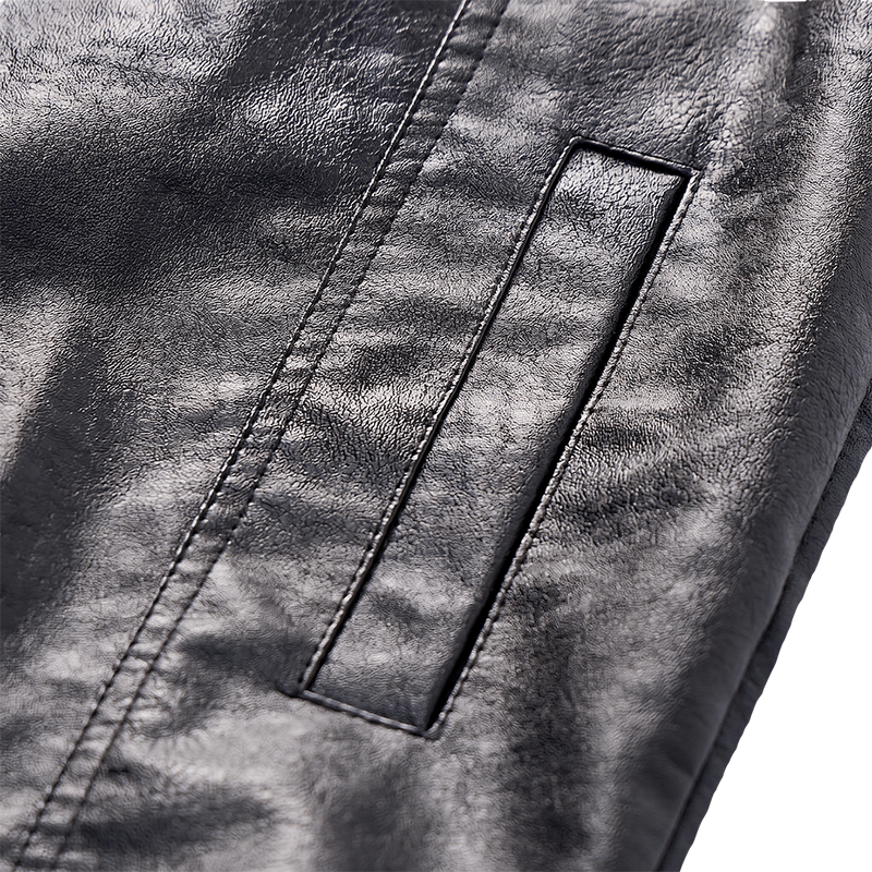 Gilet en cuir noir uni pour homme, style hip-hop vintage, avec poches à rabat - image 6