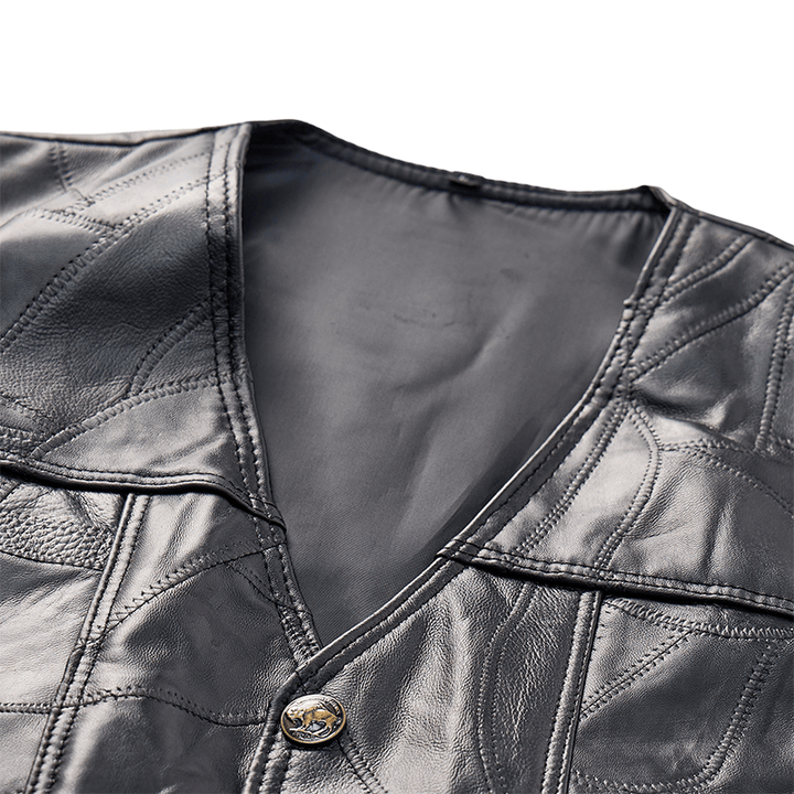 Gilet de motard punk en cuir à cordon latéral pour homme - image 4