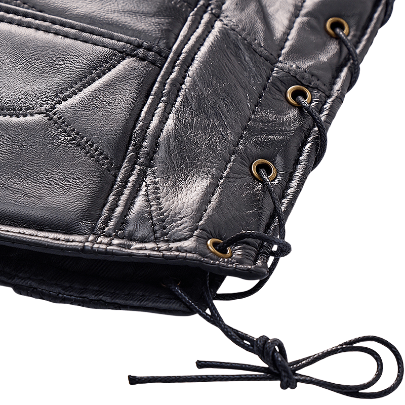Gilet de motard punk en cuir à cordon latéral pour homme - image 8
