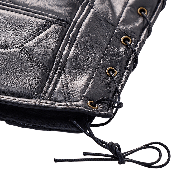 Gilet de motard punk en cuir à cordon latéral pour homme - image 8