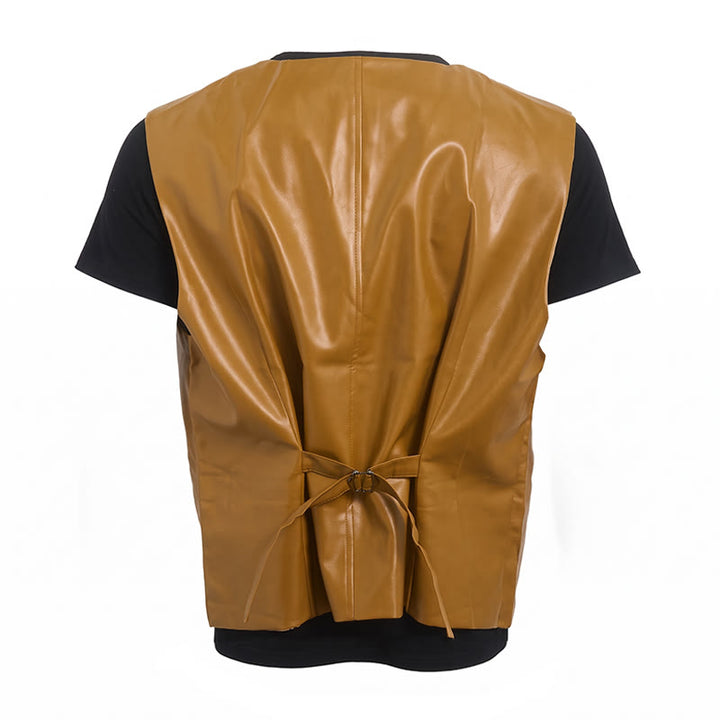 Gilet en cuir à revers cranté style western vintage pour homme - image 14