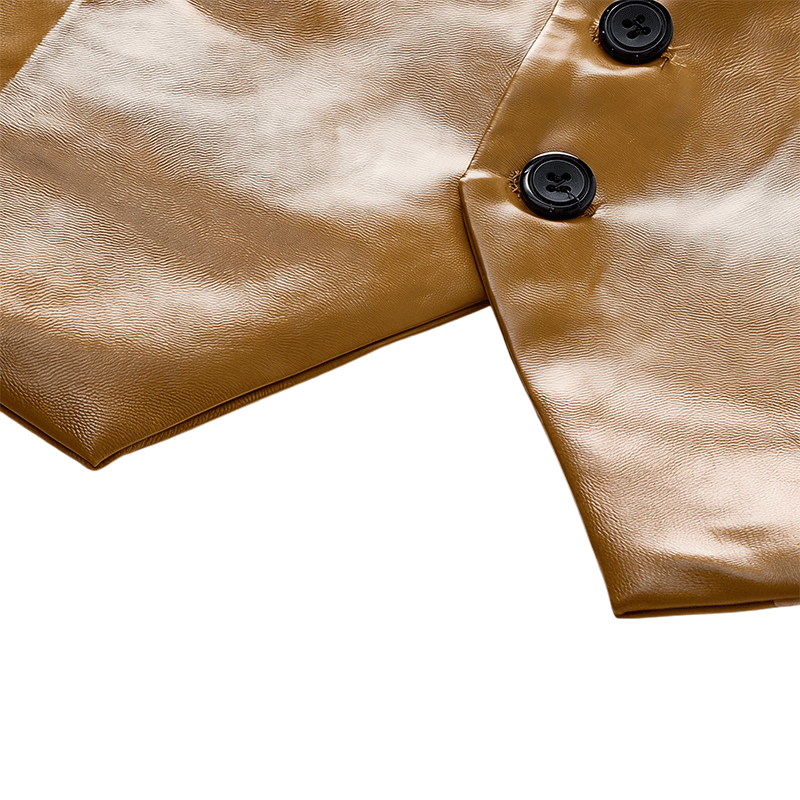 Gilet en cuir à revers cranté style western vintage pour homme - image 11
