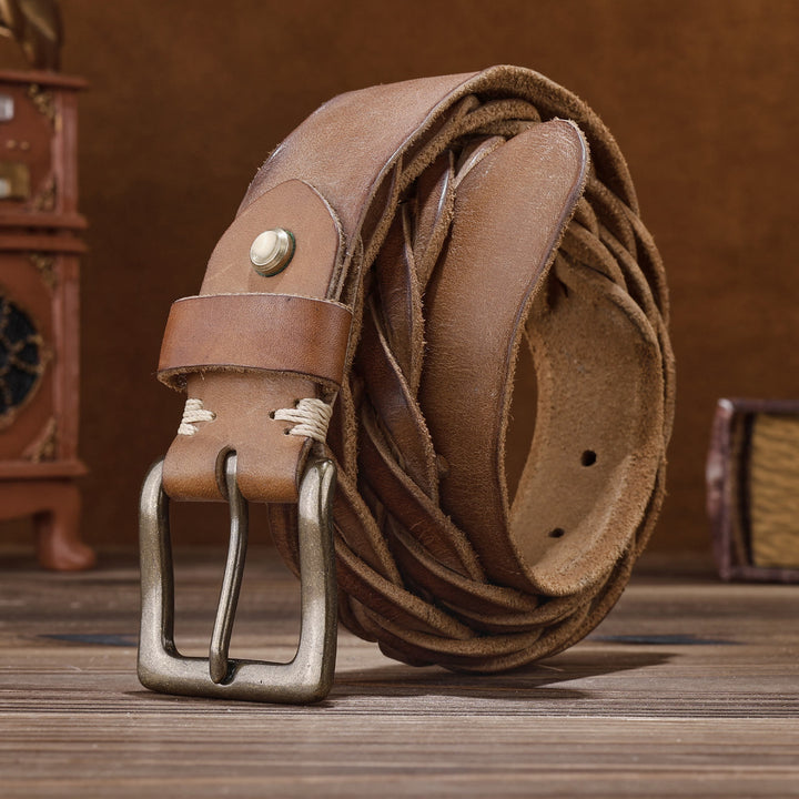 Ceinture en cuir tressé à la main sans trou - image 2