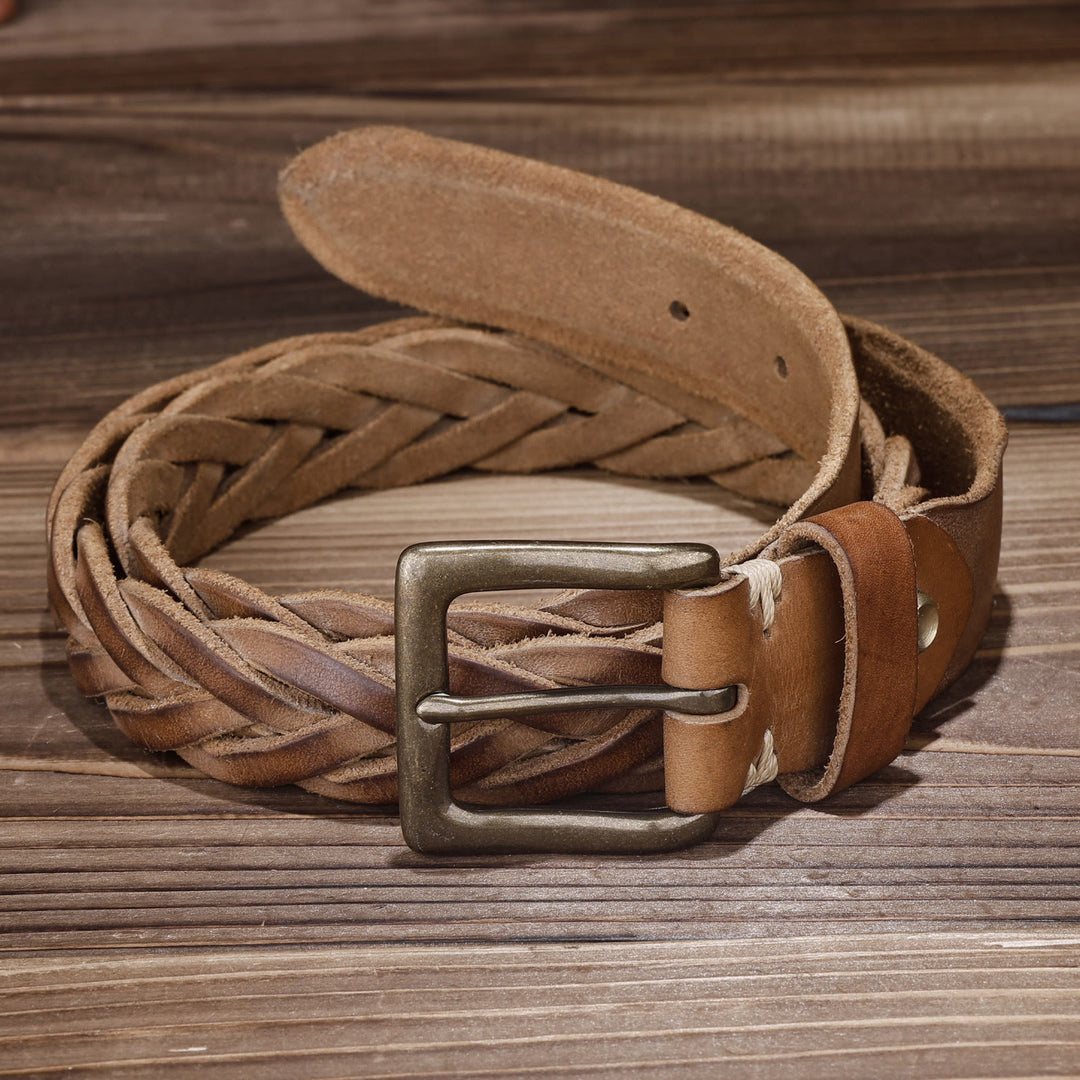 Ceinture en cuir tressé à la main sans trou - image 3