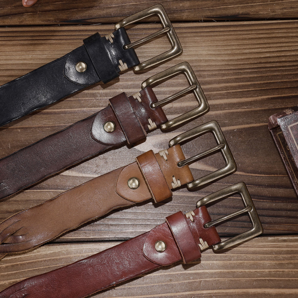 Ceinture en cuir tressé à la main sans trou - image 1