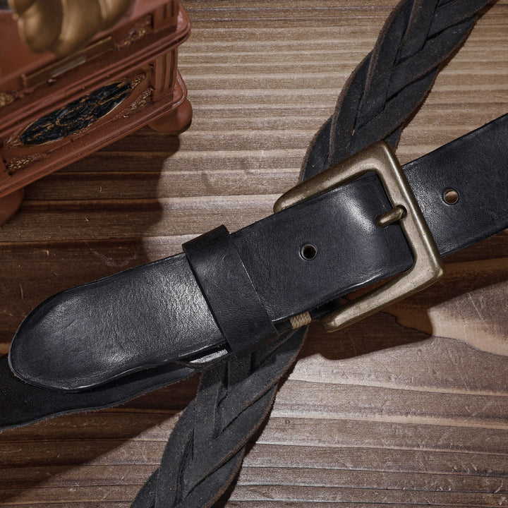 Ceinture en cuir tressé à la main sans trou - image 10