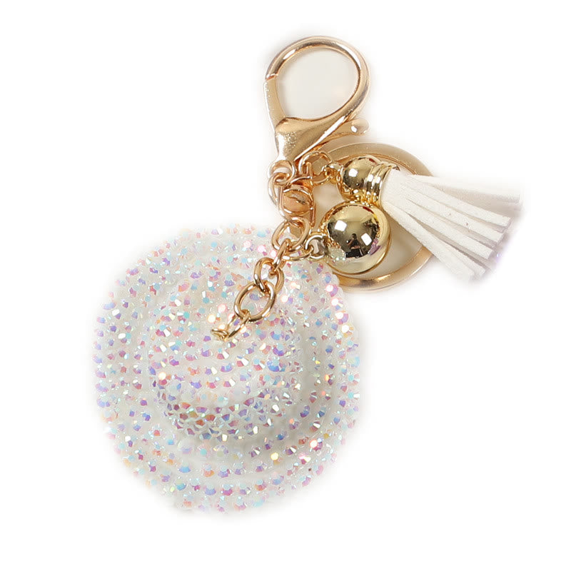 Porte-clés chapeau de cowboy western à strass scintillants - Blanc - image 5