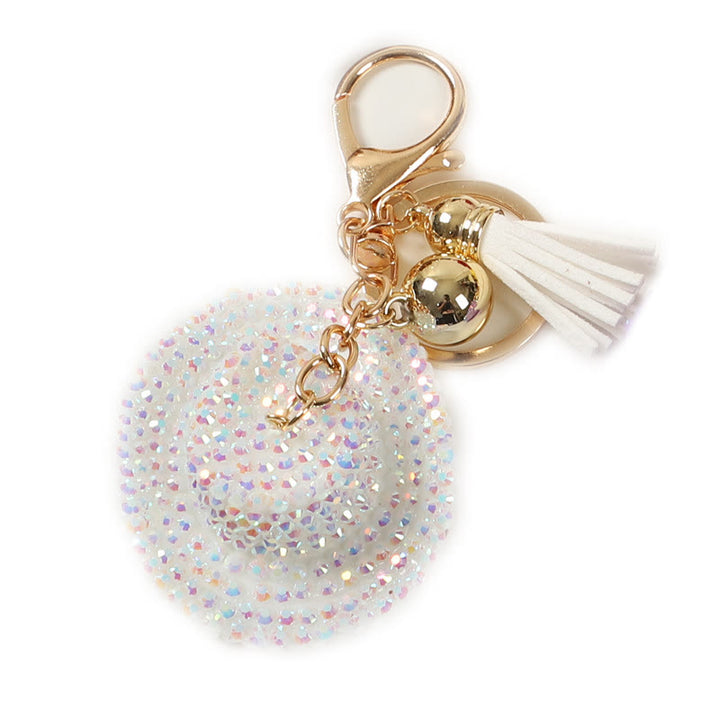 Porte-clés chapeau de cowboy western à strass scintillants - Blanc - image 5