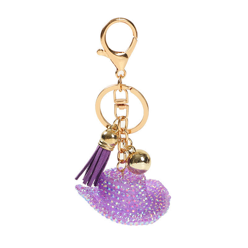 Porte-clés chapeau de cowboy western à strass scintillants - Violet - image 8