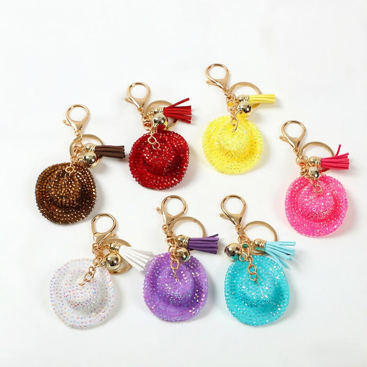 Porte-clés chapeau de cowboy western à strass scintillants - image 3