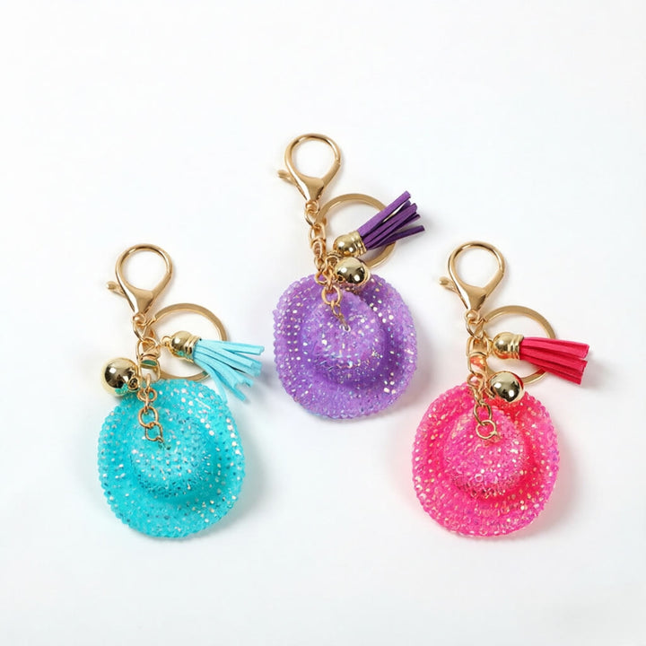 Porte-clés chapeau de cowboy western à strass scintillants - image 2