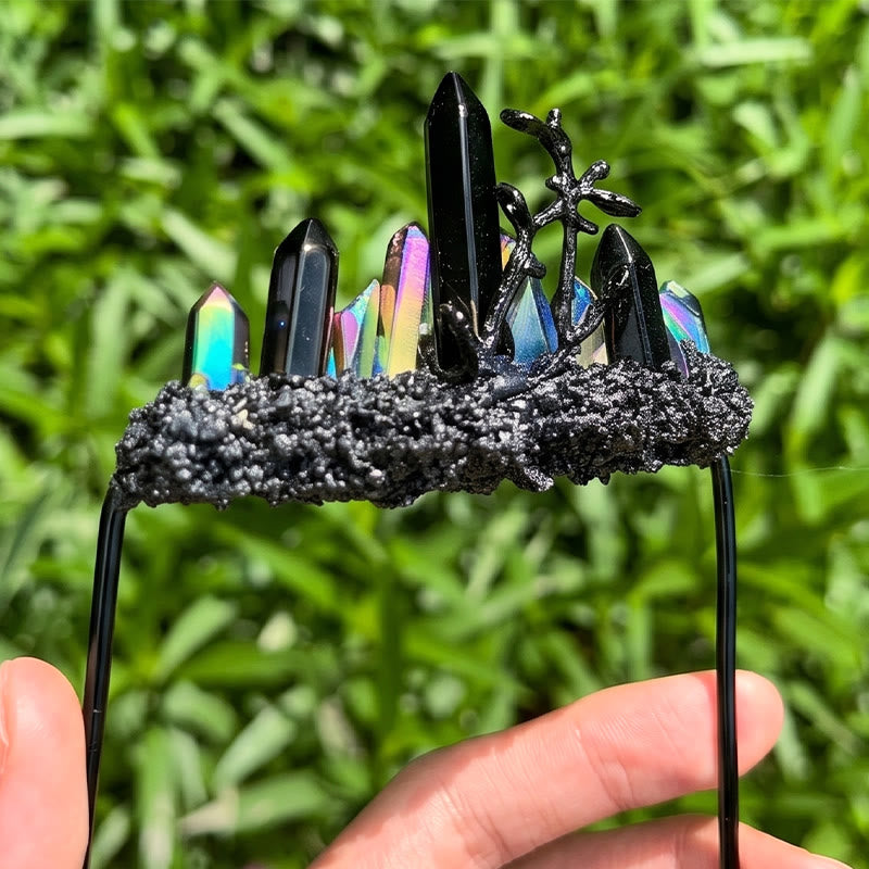 Broche de pochette en cristal naturel fait main - Noir et multicolore - image 11