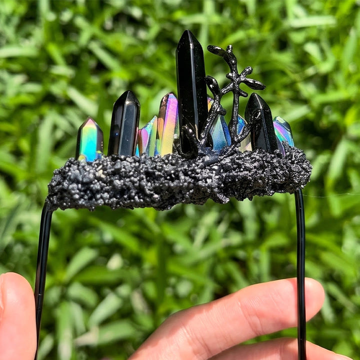 Broche de pochette en cristal naturel fait main - Noir et multicolore - image 11