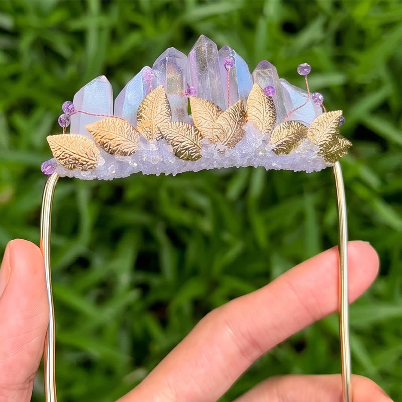 Broche de pochette en cristal naturel fait main - Violet et or - image 4