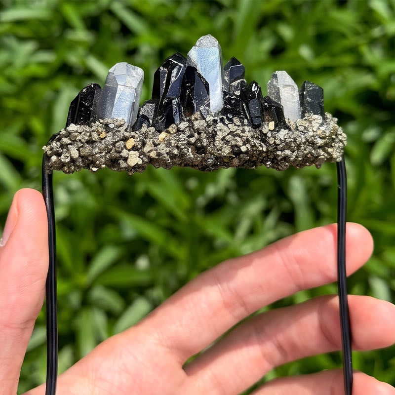 Broche de pochette en cristal naturel fait main - Noir - image 9