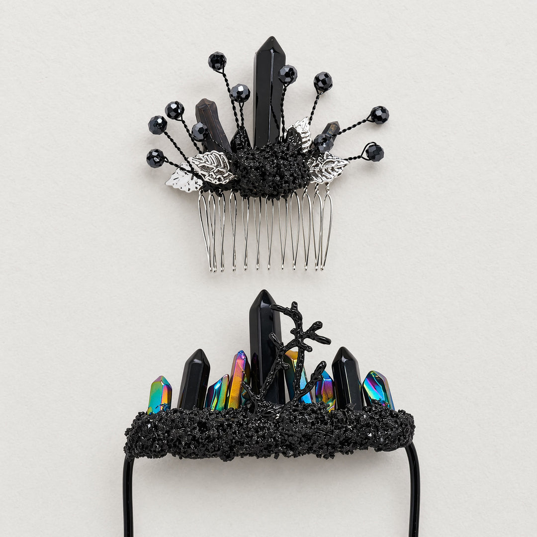 Boutonnière de poche artisanale pour le marié et peigne à cheveux en cristal pour la mariée (ensemble) - image 15