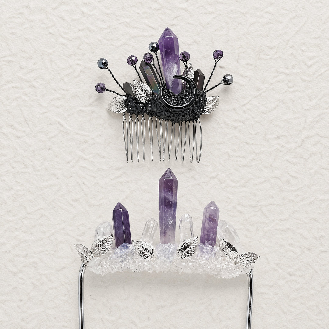 Boutonnière de poche artisanale pour le marié et peigne à cheveux en cristal pour la mariée (ensemble) - image 13