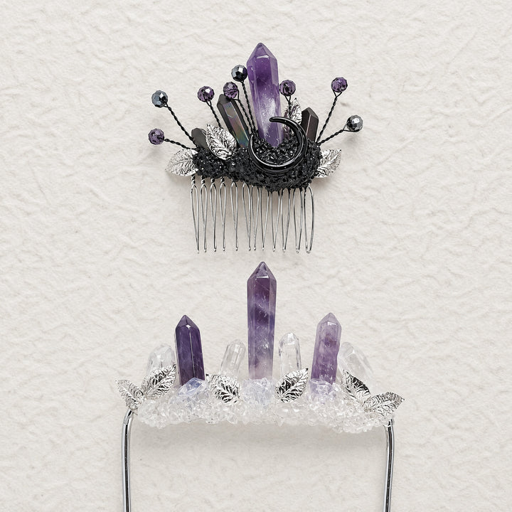 Boutonnière de poche artisanale pour le marié et peigne à cheveux en cristal pour la mariée (ensemble) - image 13