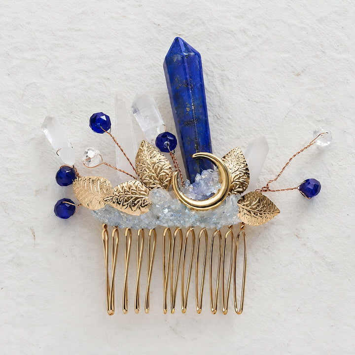 Peigne à cheveux pour femme orné de véritables feuilles de cristal enchantées - image 3
