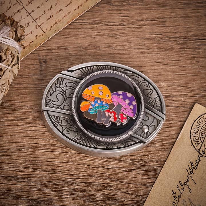 Ceinture en cuir avec boucle de couteau pliant dissimulée en émail coloré et champignons magiques - image 10