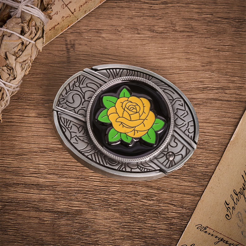 Ceinture en cuir avec boucle de couteau pliant dissimulé style western rose jaune de l'amitié - image 10