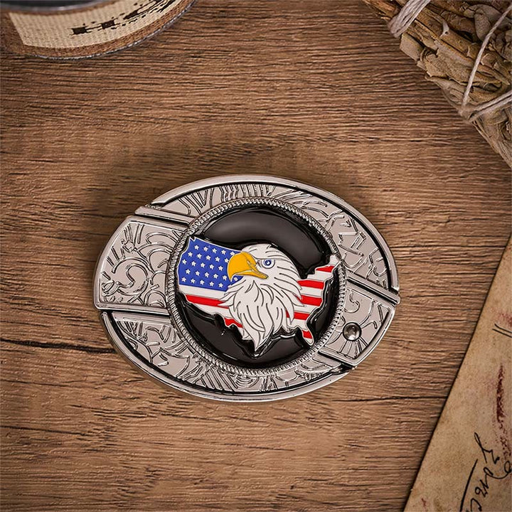 Ceinture en cuir avec boucle de couteau pliant dissimulée, drapeau américain Freedom et aigle. - image 9