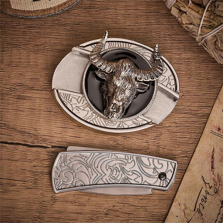 Ceinture en cuir avec boucle de couteau pliant dissimulé Longhorn Legend Bull Head - image 10