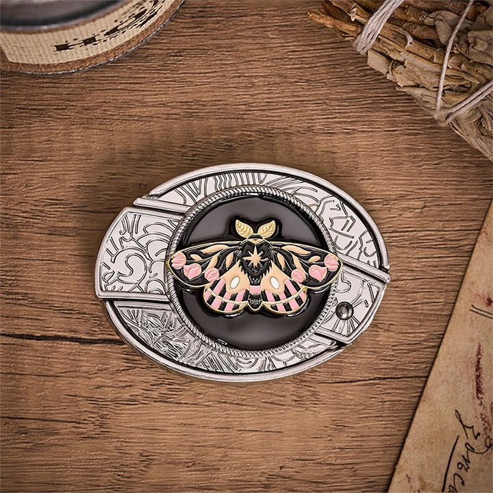 Ceinture en cuir avec boucle de couteau pliant dissimulé Mystic Moth rose et or - image 9