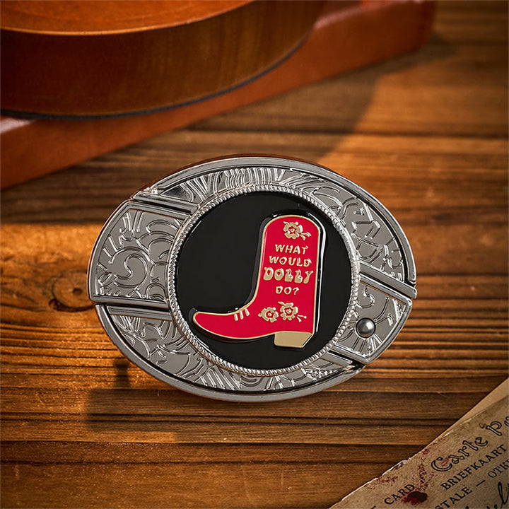 Ceinture en cuir avec boucle dissimulant un couteau pliant dans une botte de cowboy rouge - Bottes de cowboy rouges - Sans ceinture - Ceinture non incluse - image 0