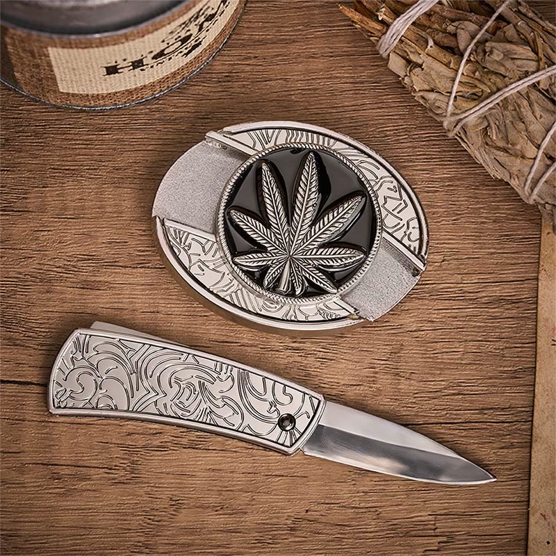 Ceinture en cuir avec boucle de couteau pliant dissimulé Desert Leaf Western - image 1