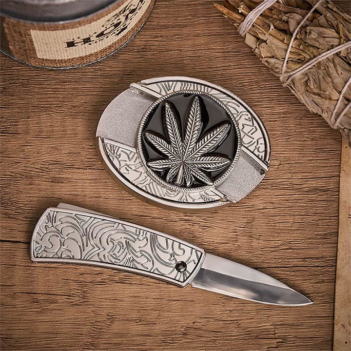 Ceinture en cuir avec boucle de couteau pliant dissimulé Desert Leaf Western - image 1