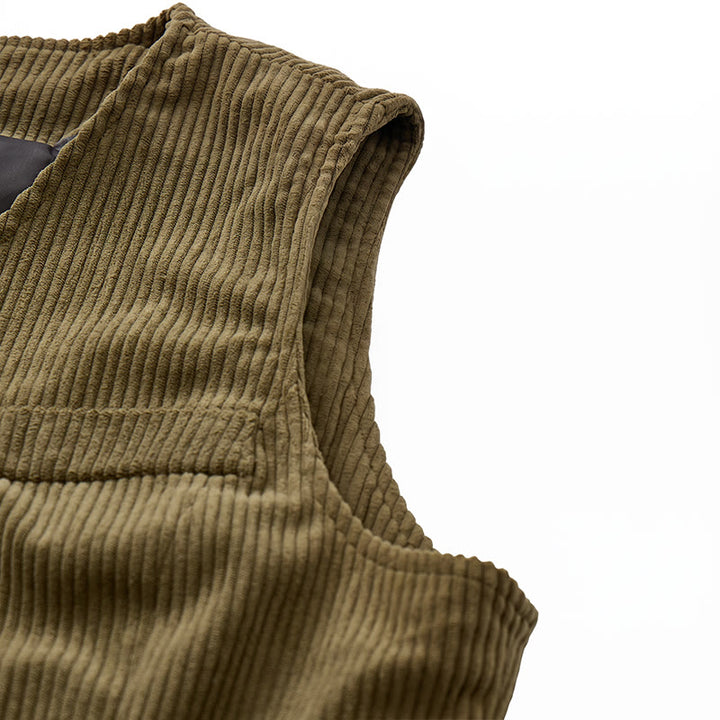 Gilet de costume minimaliste en velours côtelé à col en V, style rétro Ivy League - image 10