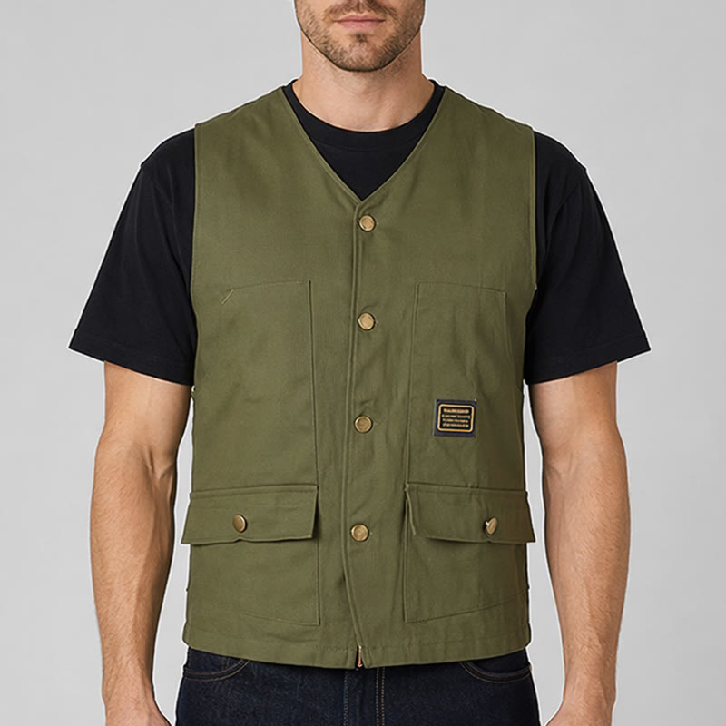 Gilet de travail tactique en toile multipoches - image 1