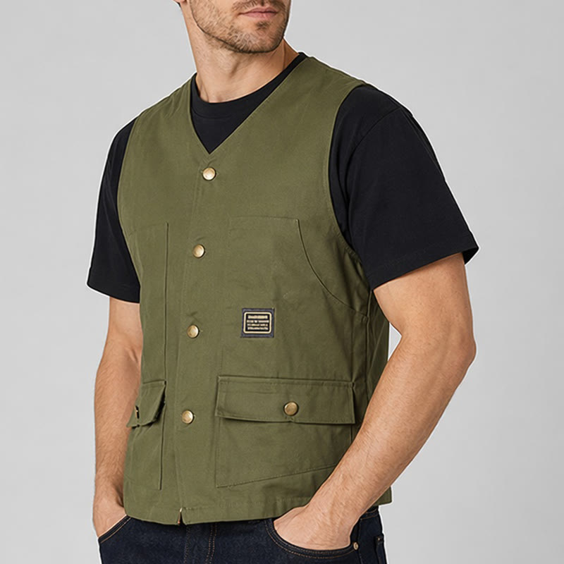 Gilet de travail tactique en toile multipoches - image 3