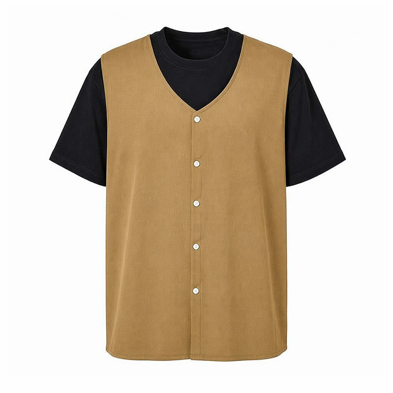 Gilet d'été simple pour homme en coton et lin uni - image 14