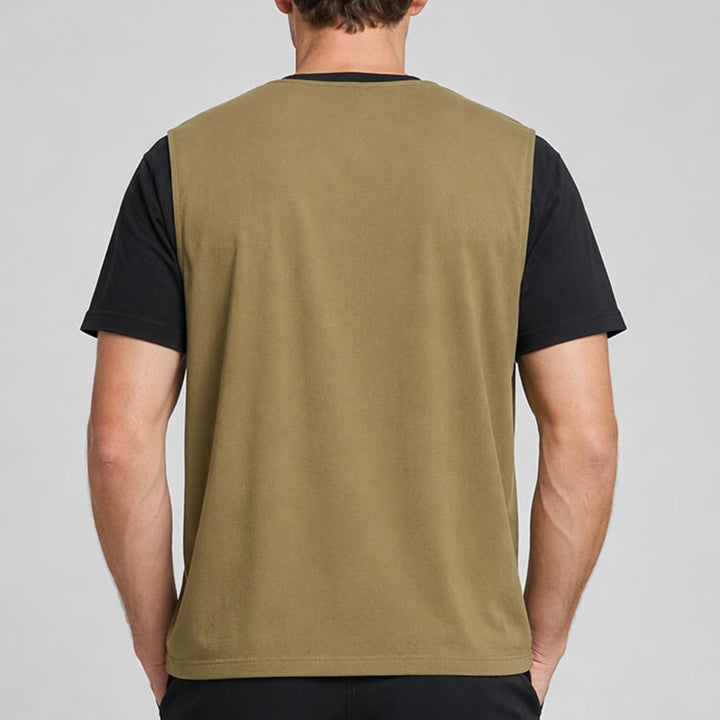 Gilet d'été simple pour homme en coton et lin uni - image 2
