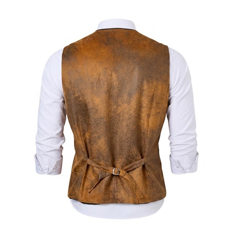 Gilet western robuste pour homme, imprimé marron tabac - image 10