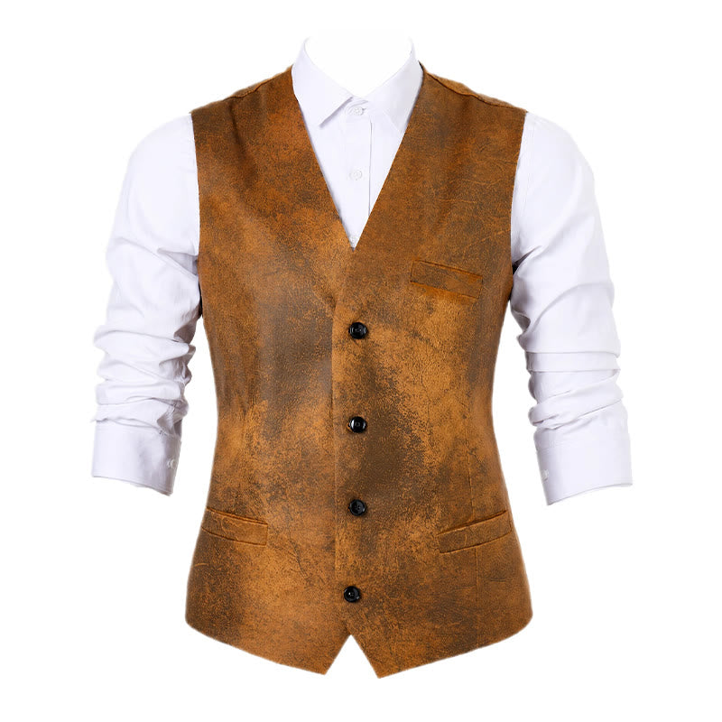 Gilet western robuste pour homme, imprimé marron tabac - image 9