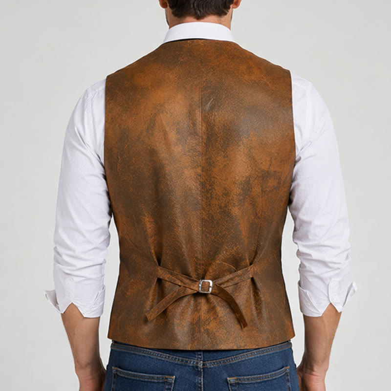 Gilet western robuste pour homme, imprimé marron tabac - image 2