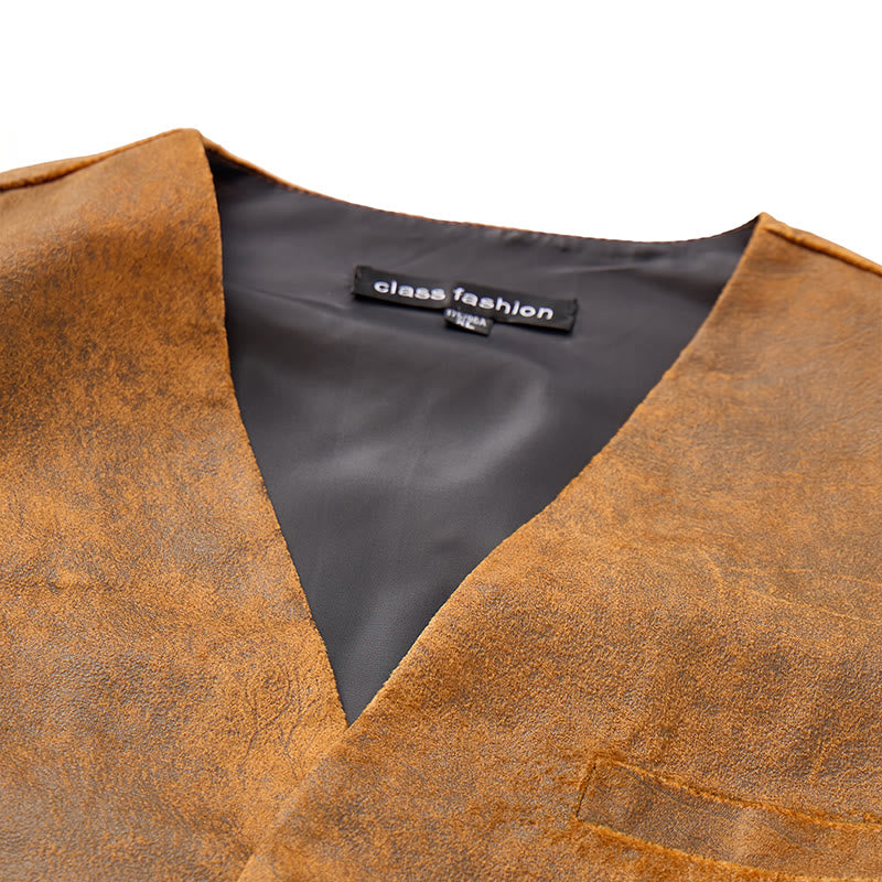 Gilet western robuste pour homme, imprimé marron tabac - image 4