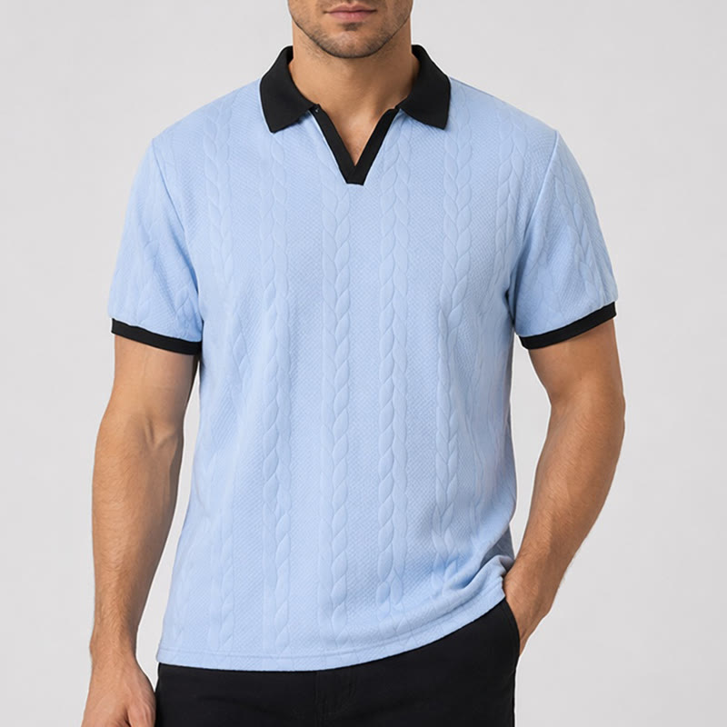 Polo décontracté en maille à col contrasté pour homme - image 1