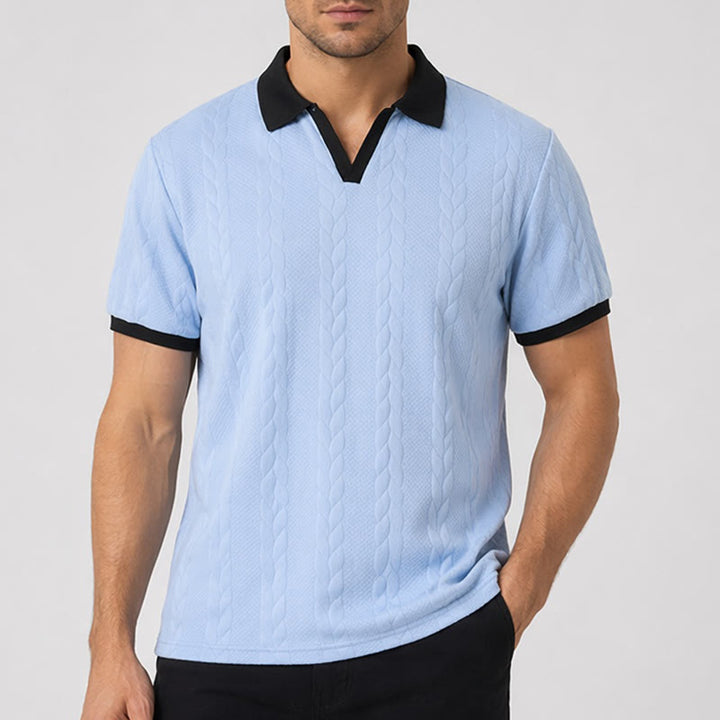 Polo décontracté en maille à col contrasté pour homme - image 1