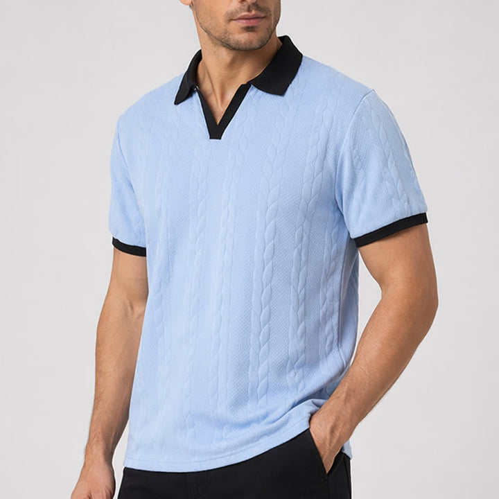 Polo décontracté en maille à col contrasté pour homme - image 3