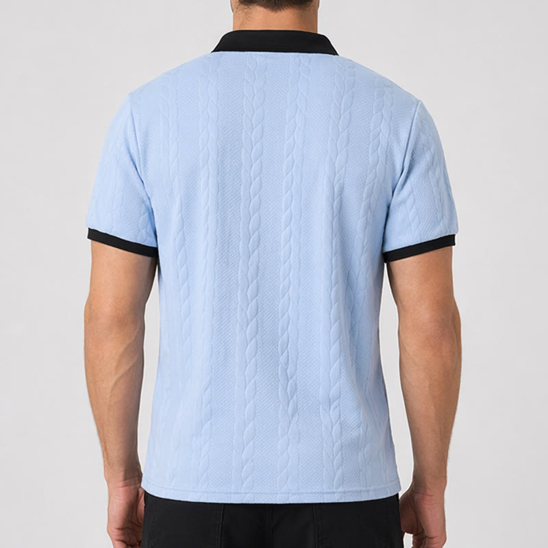Polo décontracté en maille à col contrasté pour homme - image 2