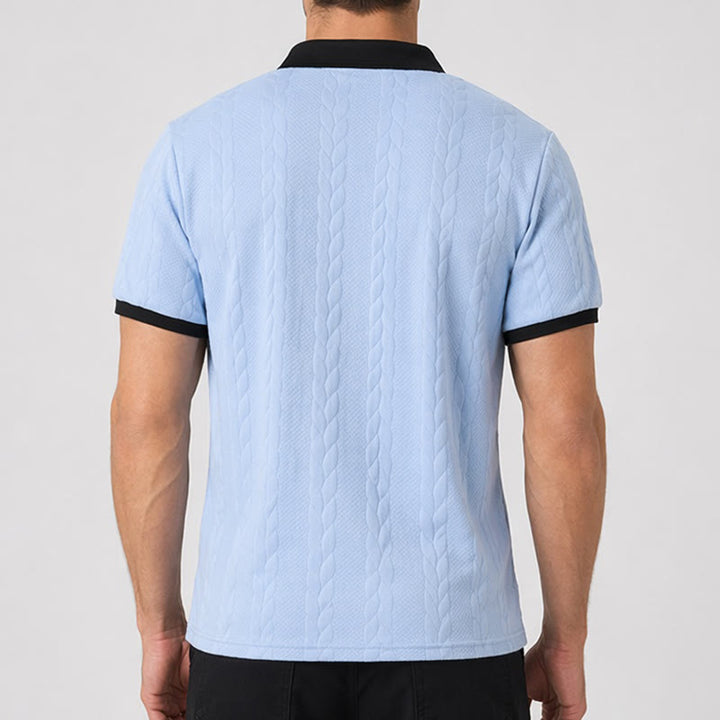 Polo décontracté en maille à col contrasté pour homme - image 2