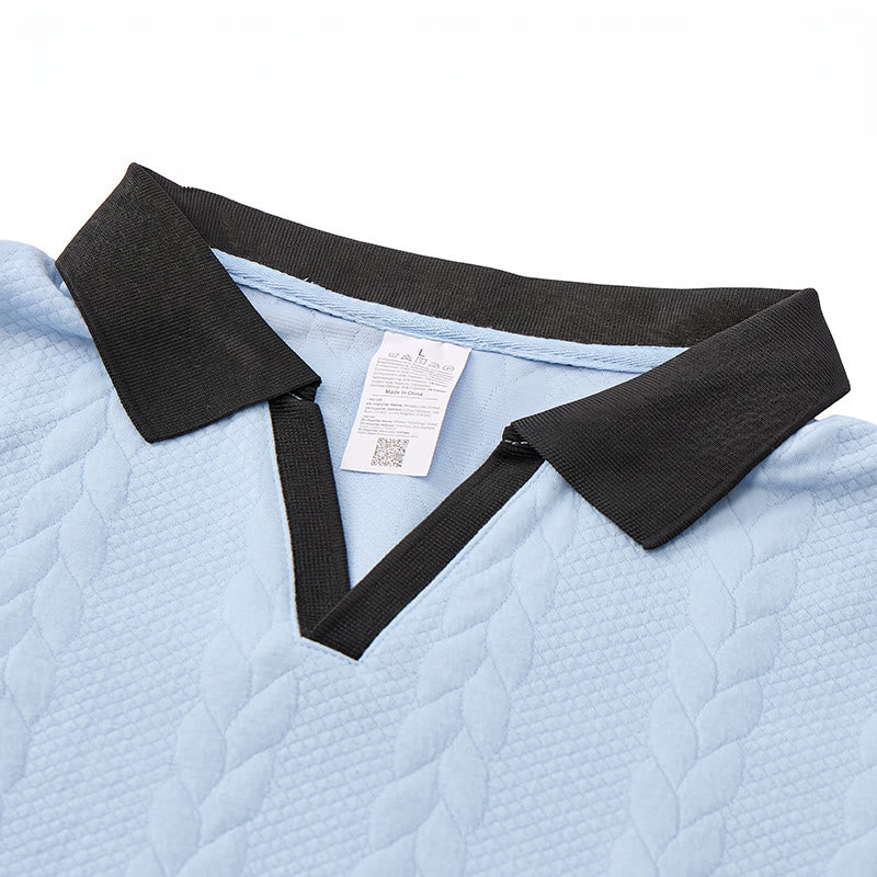Polo décontracté en maille à col contrasté pour homme - image 4