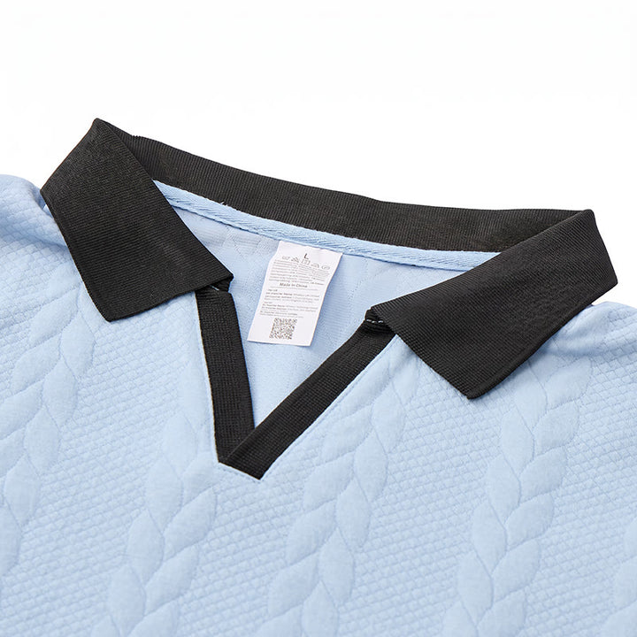 Polo décontracté en maille à col contrasté pour homme - image 4
