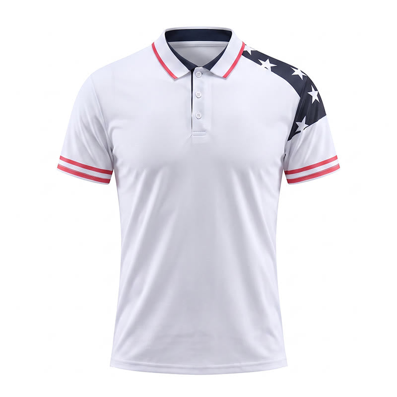 Polo pour homme à imprimé étoiles patriotiques inspiré du drapeau - image 8