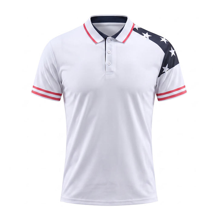 Polo pour homme à imprimé étoiles patriotiques inspiré du drapeau - image 8