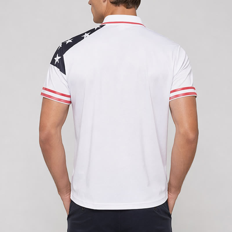 Polo pour homme à imprimé étoiles patriotiques inspiré du drapeau - image 3